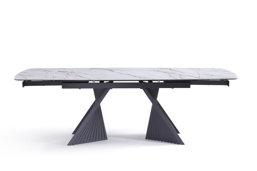 Stół Do Jadalni Ceramiczny 160–240x90 Marmur Nogi Metalowe Czarne Procida