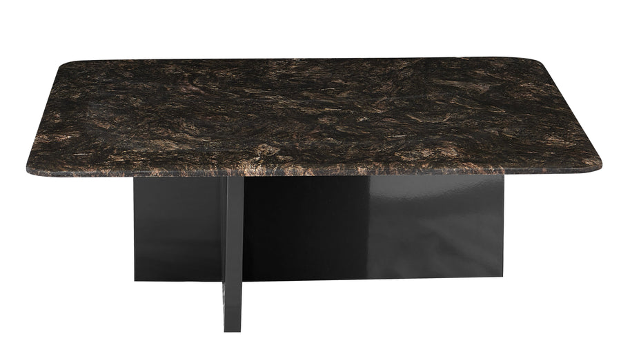 Stolik Kawowy Kwadratowy Marmur Naturalny 100x100 Nogi Stalowe Horizon