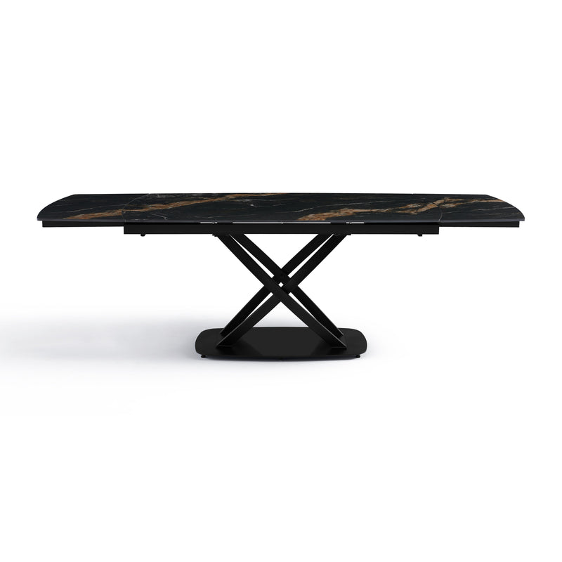 Stół Do Jadalni Ceramiczny 160–240x90 Marmur Nogi Stalowe Czarne Axis — Czarny