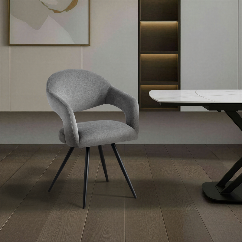 Krzesło Do Jadalni Tapicerowane Nowoczesne Loft Nogi Stalowe Czarne 0157 — Ciemnoszary