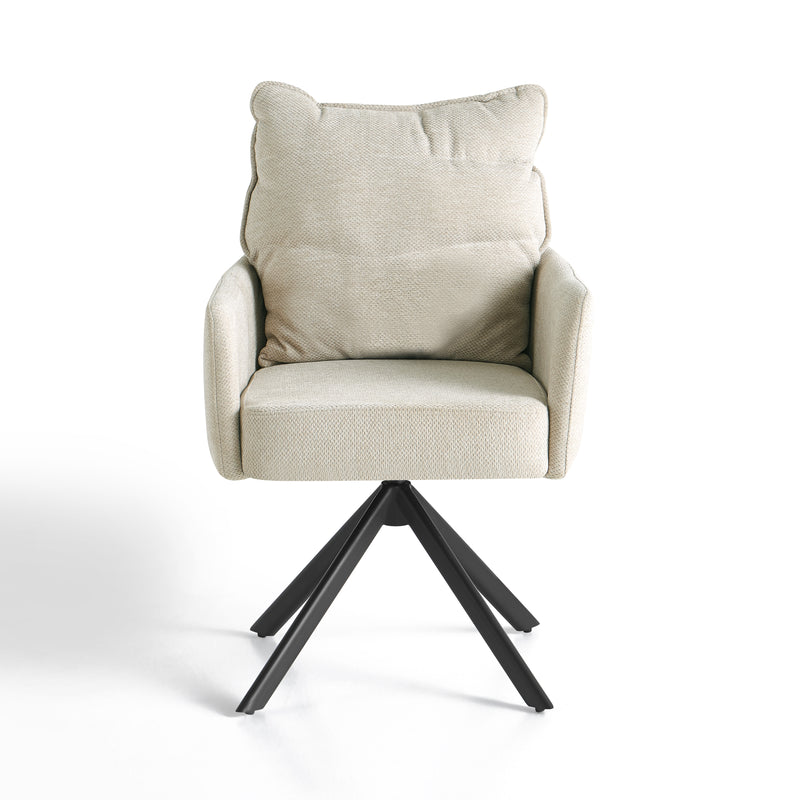 Krzesło Do Jadalni Tkanina Premium Nowoczesne Nogi Stal Malowana Plush — Beżowy