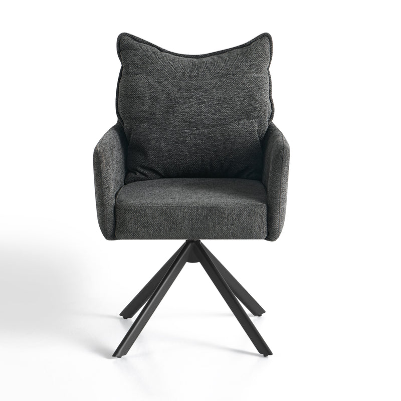Krzesło Do Jadalni Tkanina Premium Nowoczesne Nogi Stal Malowana Plush — Ciemnoszary
