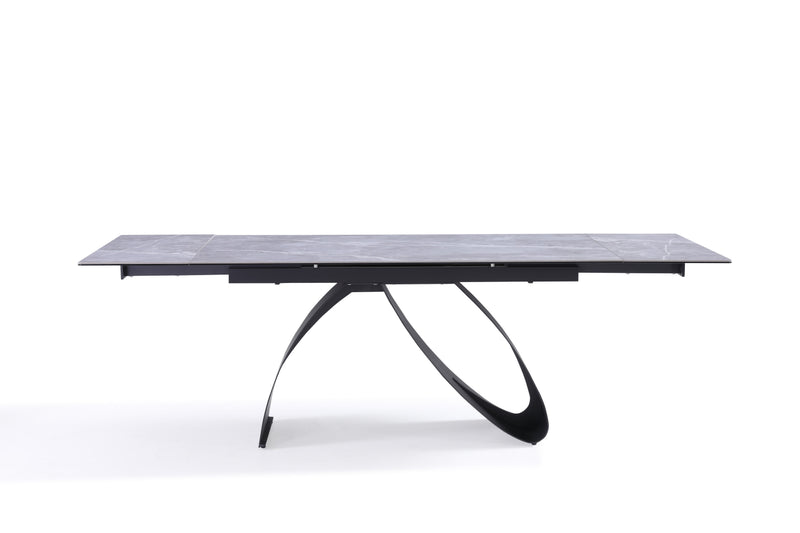 Stół Do Jadalni Ceramiczny 160–240x90 Marmur Nogi Metalowe Czarne Camogli — Szary