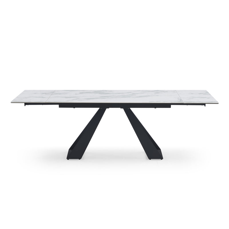 Stół Do Jadalni Ceramiczny Marmur 160-240x90 Stalowe Nogi Stelaż — Biały