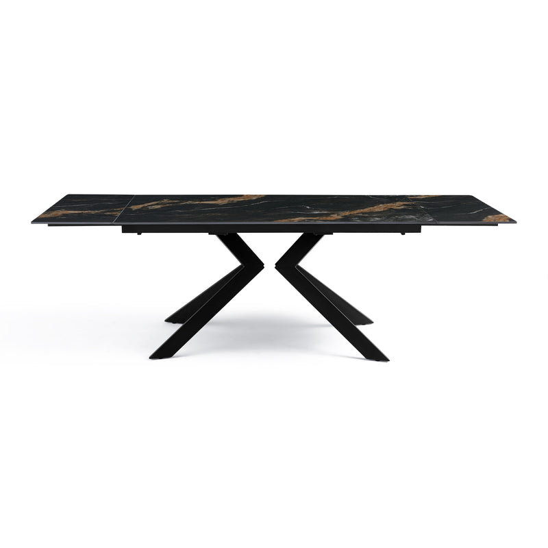 Stół Do Jadalni Ceramiczny 160–240x90 Marmur Nogi Metalowe Czarne DT-24901 — Czarno-żółty