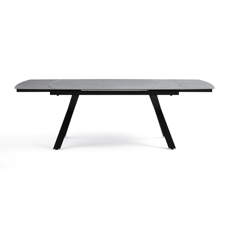 Stół Do Jadalni Ceramiczny 160–240x90 Marmur Nogi Stalowe Czarne Nova — Szary