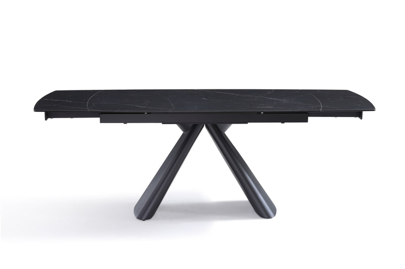 Stół Do Jadalni Ceramiczny Marmur Nogi Stalowe Czarne Clarity — Czarny / 160cm