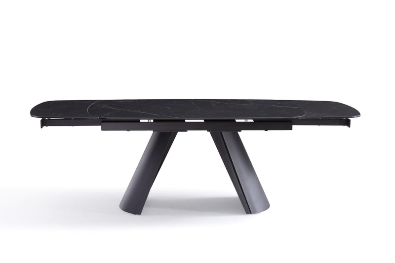 Stół Do Jadalni Ceramiczny 160–240x90 Marmur Nogi Metalowe Czarne Cinque — Czarny