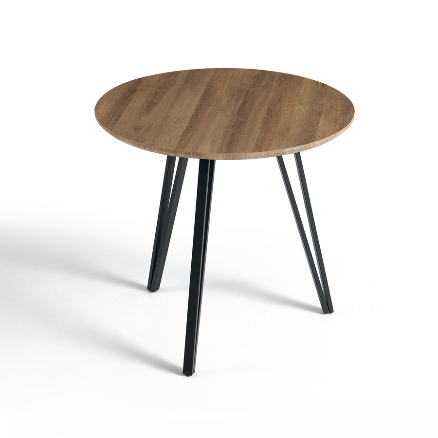Stół Do Jadalni Okrągły Ø80cm Loft Kolor Drewna Nogi Stalowe Proszkowe HT-15