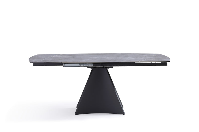 Stół Do Jadalni Ceramiczny 130-190x90 Marmur Nogi Metalowe Czarne Bellagio — Szary