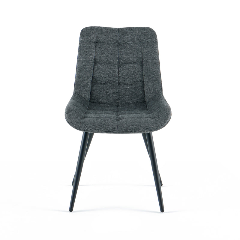 Krzesło Do Jadalni Tapicerowane Nowoczesne Nogi Stalowe Czarne Avanti — Ciemnoszary