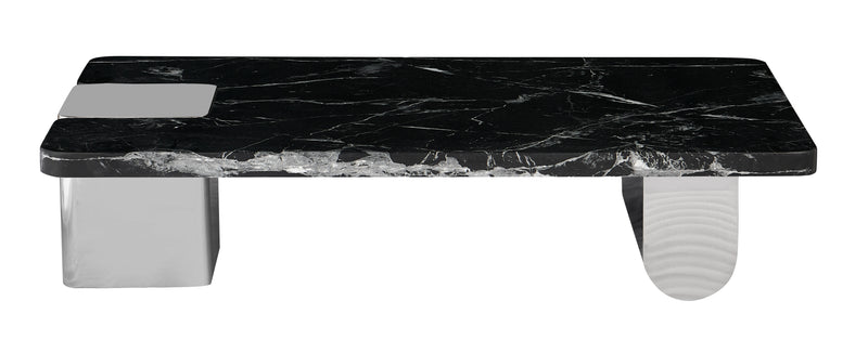 Stolik Kawowy Prostokątny Marmur Naturalny 140x80 Nogi Inox Unity — Czarny