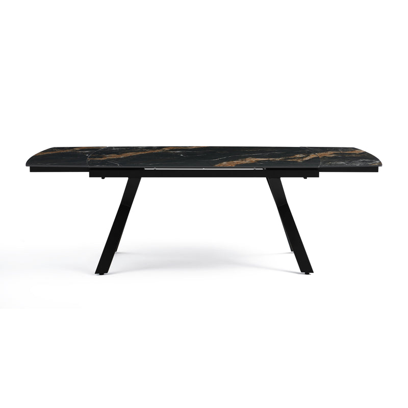Stół Do Jadalni Ceramiczny 160–240x90 Marmur Nogi Stalowe Czarne Nova — Czarny