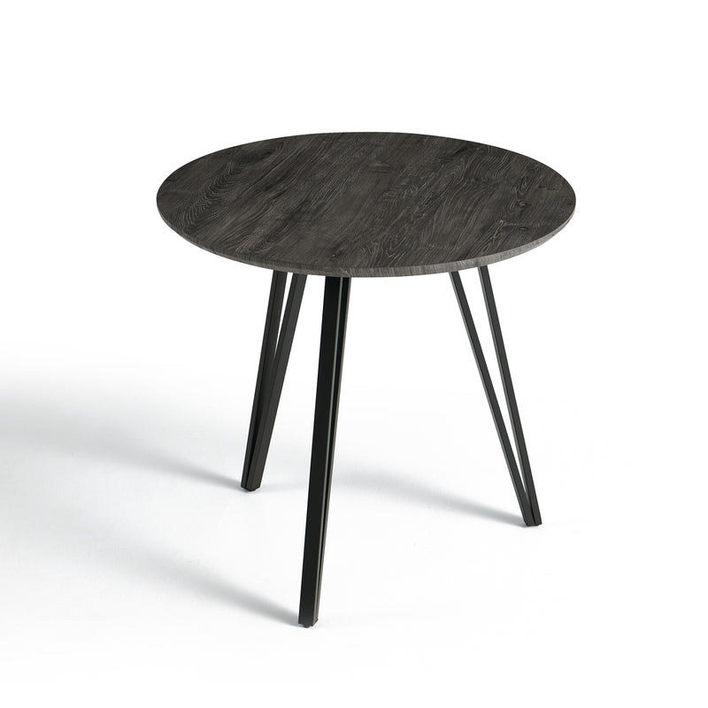 Stół Do Jadalni Okrągły Ø80cm Loft Kolor Drewna Nogi Stalowe Proszkowe HT-15 — Dąb Czarny