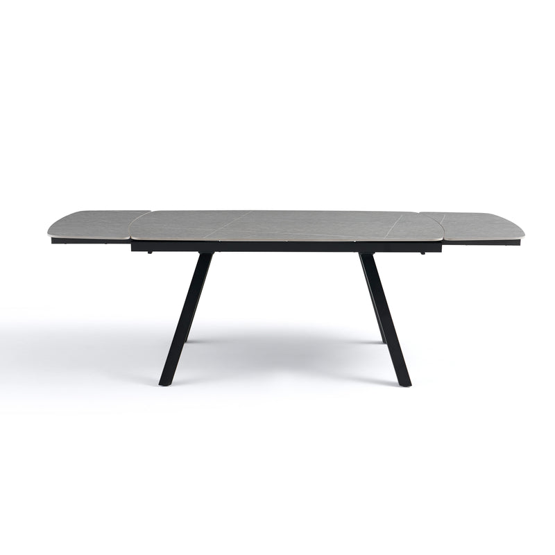 Stół Do Jadalni Ceramiczny 160–240x90 Marmur Nogi Stalowe Czarne Rhythm — Szary
