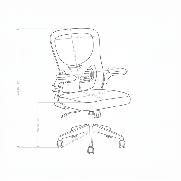 Fotel Biurowy Ergonomiczny z Siatkowym Regulowanym Oparciem na Kółkach 902