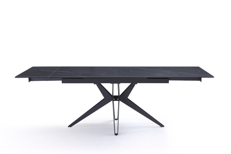 Stół Do Jadalni Ceramiczny 160–240x90 Marmur Nogi Metalowe Czarne Sorrento — Czarny