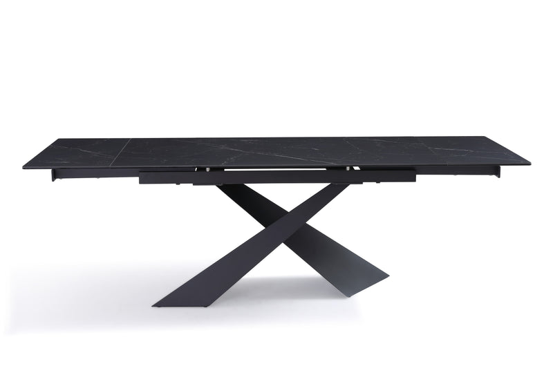 Stół Do Jadalni Ceramiczny 160–240x90 Marmur Nogi Metalowe Czarne Chiavari — Czarny