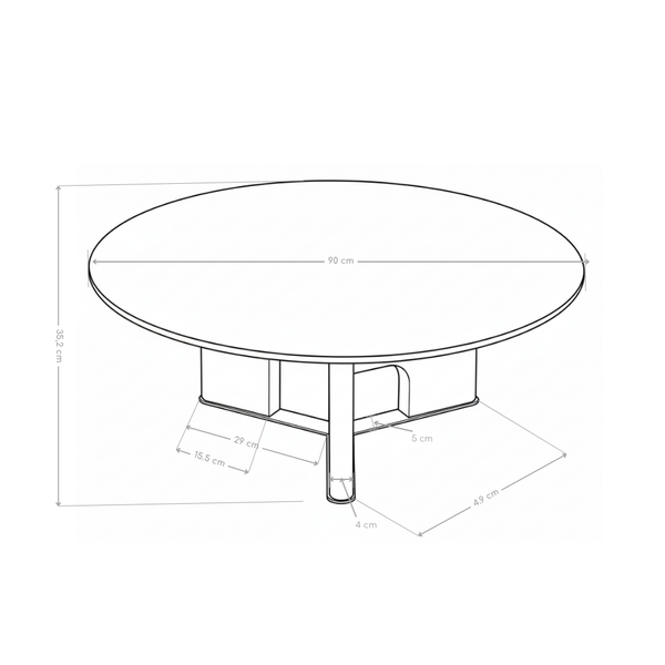 Stolik Kawowy Okrągły Marmur Naturalny 90x90 Nogi Drewno Inox Grace