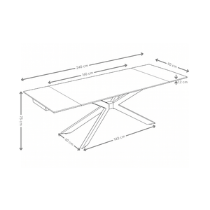 Stół Do Jadalni Ceramiczny Rozkładany 160–240x90 cm Marmur Czarna Podstawa DT-6006