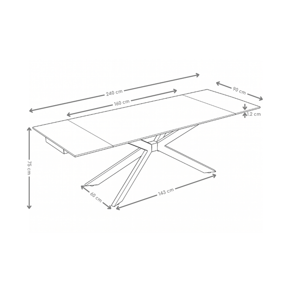 Stół Do Jadalni Ceramiczny Rozkładany 160–240x90 cm Marmur Czarna Podstawa DT-6006