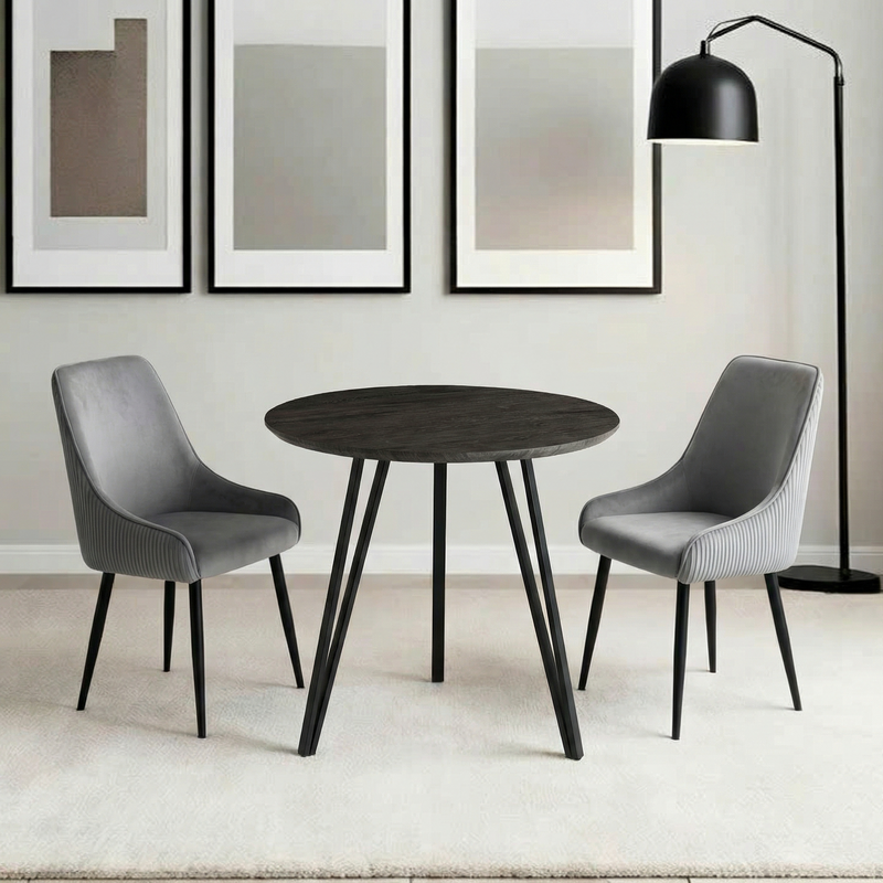 Stół Do Jadalni Okrągły Ø80cm Loft Kolor Drewna Nogi Stalowe Proszkowe HT-15 — Dąb Czarny