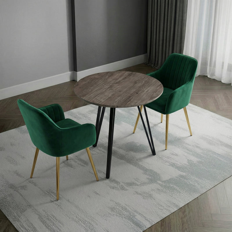 Stół Do Jadalni Okrągły Ø80cm Loft Kolor Drewna Nogi Stalowe Proszkowe HT-15 — Dąb Szary