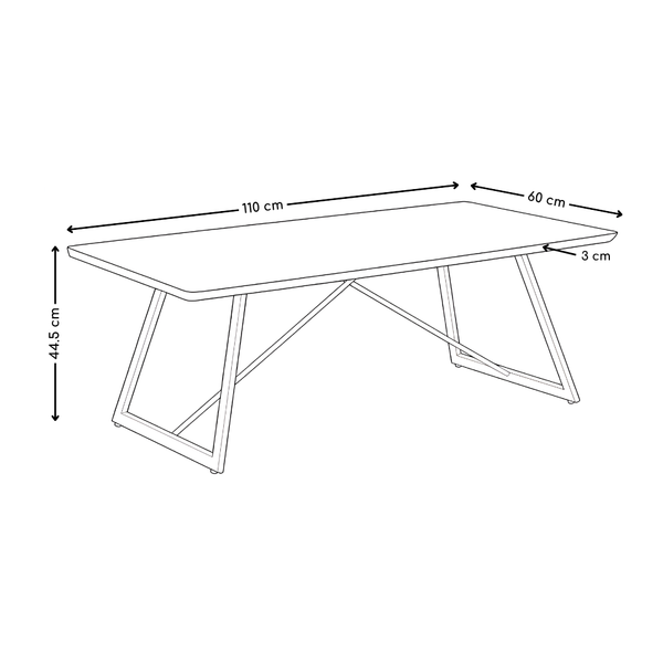 Stolik Kawowy Prostokątny 110x60 Nogi Metalowe Czarne HT-05