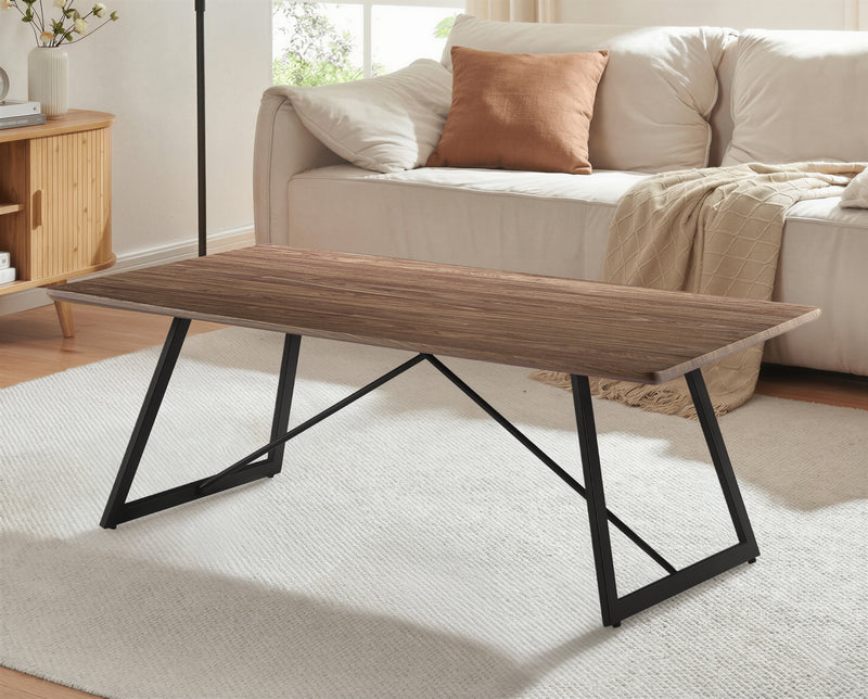 Stolik Kawowy Prostokątny 110x60 Nogi Metalowe Czarne HT-05 — Orzech Naturalny