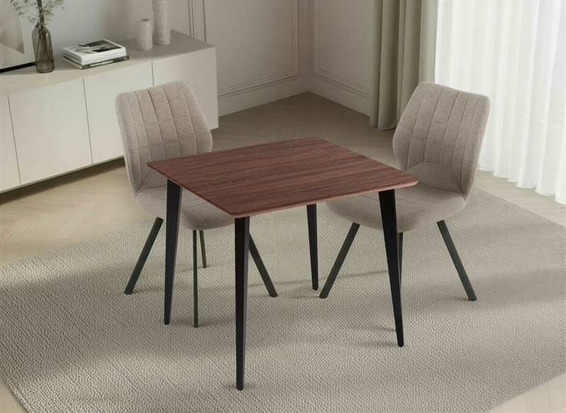 Stół Do Jadalni Kwadratowy 80x80 Nogi Stalowe Malowane Loft HT-08 — Orzech Brązowy