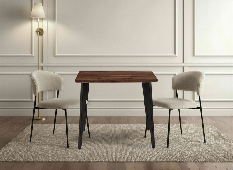 Stół Do Jadalni Kwadratowy 80x80 Nogi Stalowe Malowane Loft HT-08 — Orzech Naturalny
