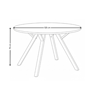 Stół Do Jadalni Okrągły Ø120cm Nogi Stalowe Czarne Stylowy HT-09
