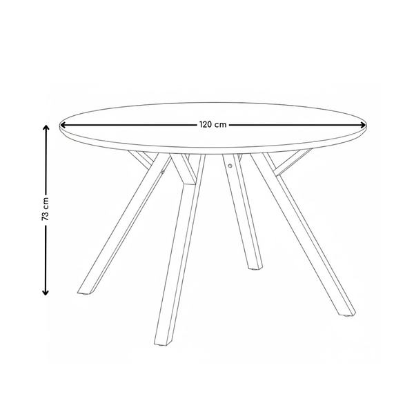 Stół Do Jadalni Okrągły Ø120cm Nogi Stalowe Czarne Stylowy HT-09