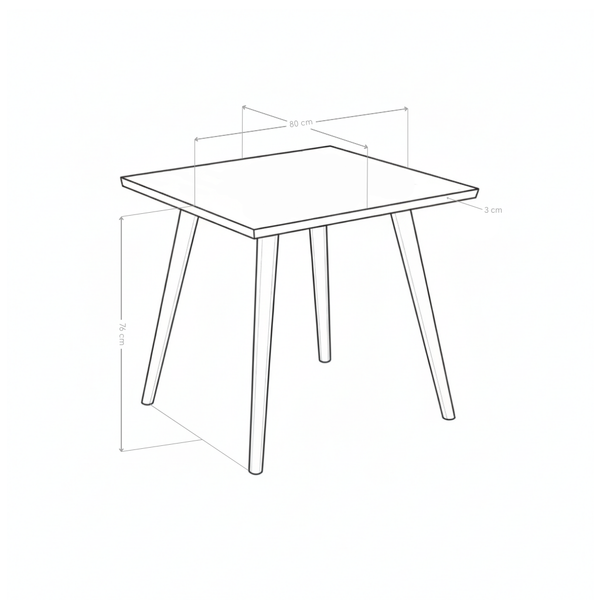 Stół Do Jadalni Kwadratowy 80 cm Nogi Stalowe Proszkowe HT-11