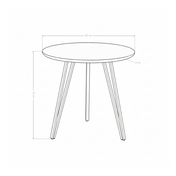 Stół Do Jadalni Okrągły Ø80cm Loft Kolor Drewna Nogi Stalowe Proszkowe HT-15