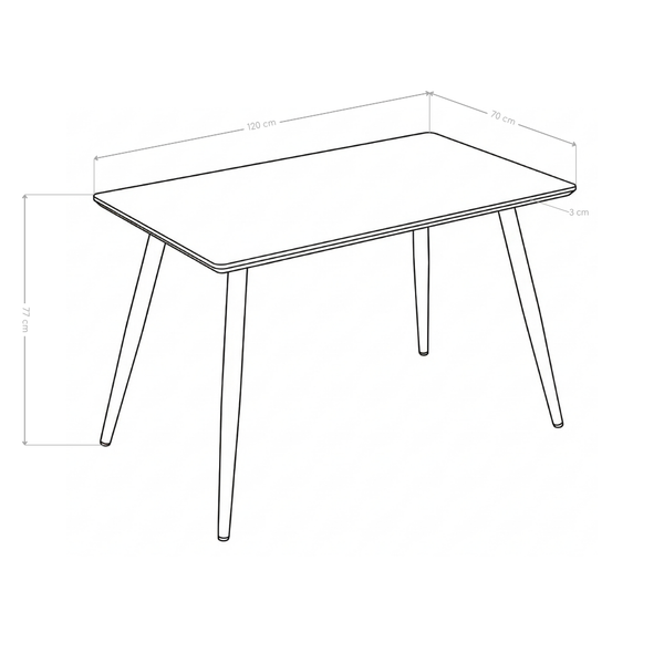 Stół Do Jadalni Prostokątny 120x70 Loft Kolor Drewna Nogi Stalowe Proszkowe HT-16