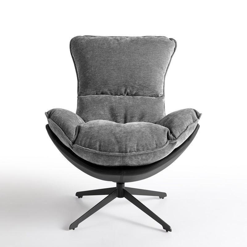 Fotel Wypoczynkowy Obrotowy Tkanina Premium Loft Nogi Stalowe M-210 — Szary