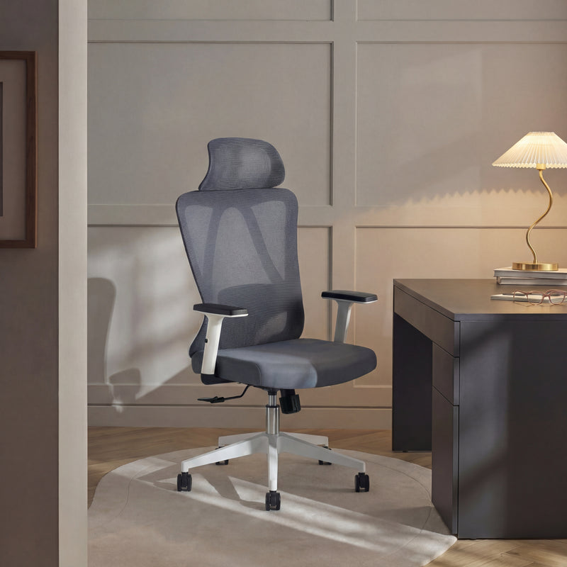 Fotel Biurowy Ergonomiczny Obrotowy na Kółkach Odchylane Oparcie 081 — Biały