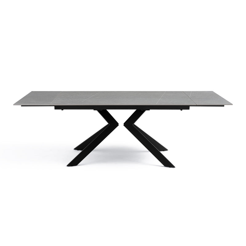 Stół Do Jadalni Ceramiczny 160–240x90 Marmur Nogi Metalowe Czarne DT-24901 — Szary