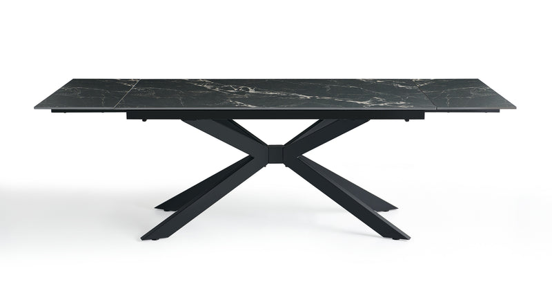 Stół Do Jadalni Ceramiczny Rozkładany 160–240x90 cm Marmur Czarna Podstawa DT-6006 — Czarny