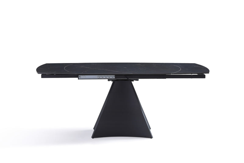 Stół Do Jadalni Ceramiczny 130-190x90 Marmur Nogi Metalowe Czarne Bellagio — Czarny