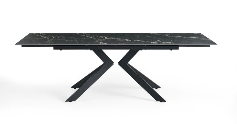 Stół Do Jadalni Ceramiczny 160–240x90 Marmur Nogi Metalowe Czarne DT-24901 — Czarny