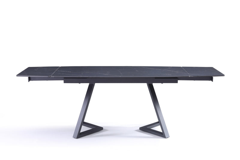 Stół Do Jadalni Ceramiczny 160–240x90 Marmur Nogi Metalowe Czarne Capri — Czarny