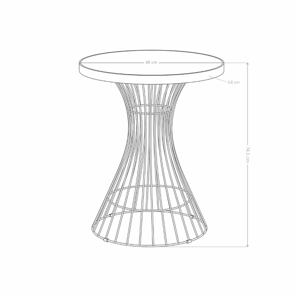 Stół Okrągły Ø60 Cm Połysk Efekt Marmuru Złoty Stelaż Klepsydra SW60