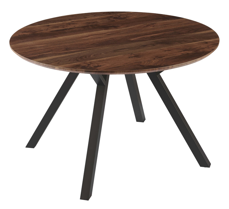 Stół Do Jadalni Okrągły Ø120cm Nogi Stalowe Czarne Stylowy HT-09 — Orzech Naturalny