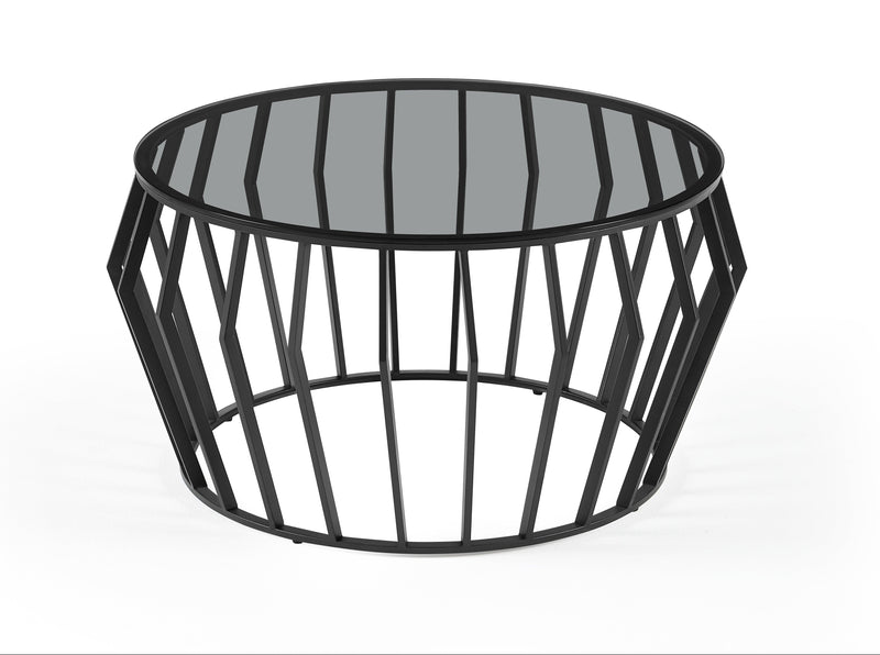 Stolik Kawowy Szklany Ława Okrągła 80x45 Szkło Hartowane FORM — Czarny