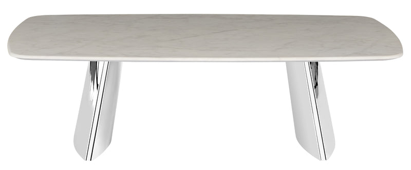 Stolik Kawowy Prostokątny Marmur Naturalny 130x80 Nogi Inox Munich — Biały