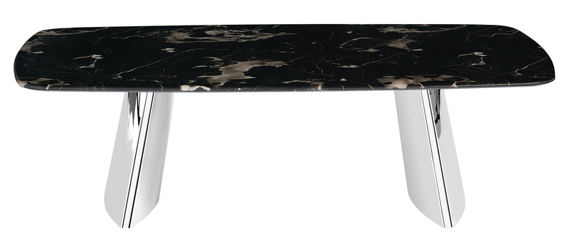 Stolik Kawowy Prostokątny Marmur Naturalny 130x80 Nogi Inox Munich — Czarny