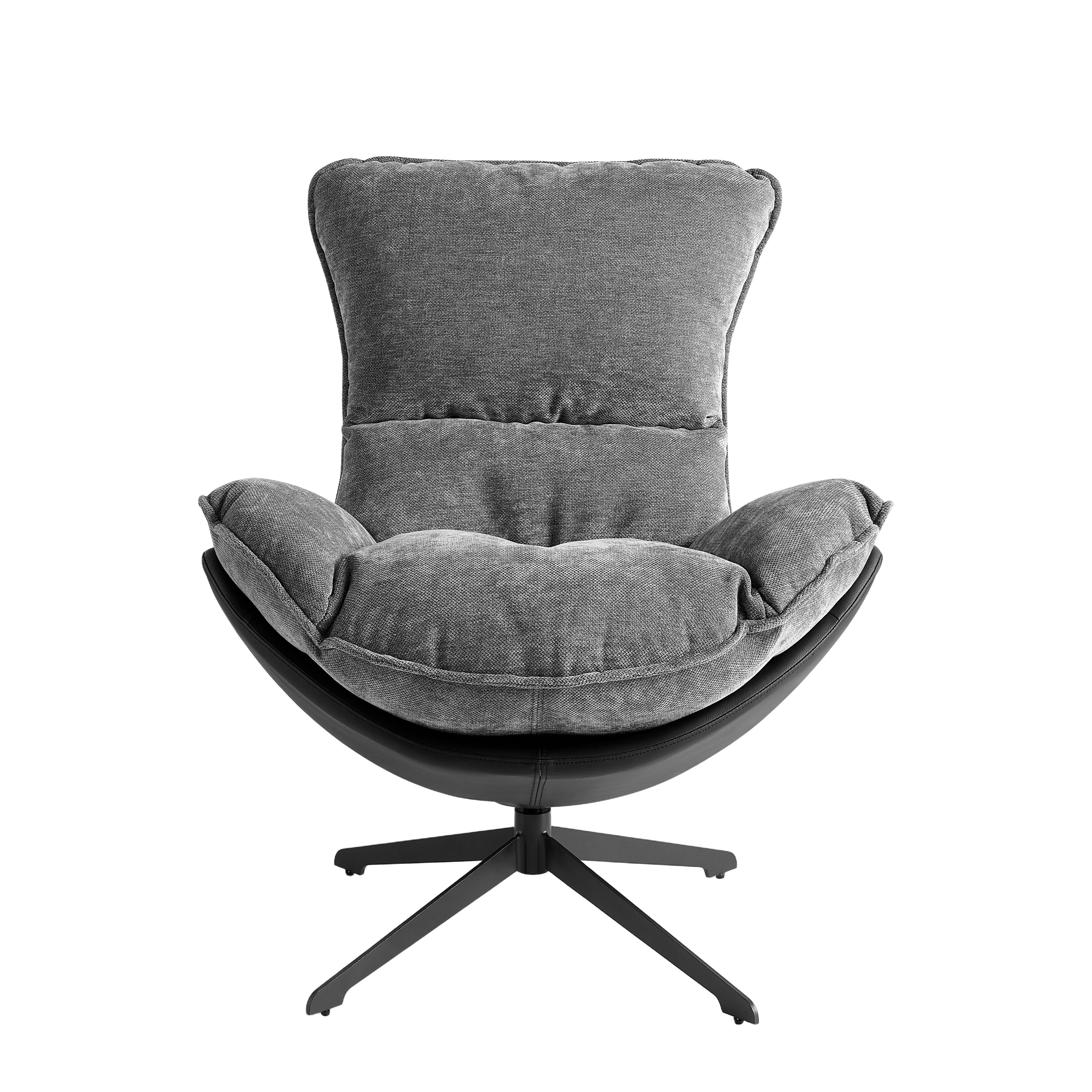 Fotel Wypoczynkowy Obrotowy Tkanina Premium Loft Nogi Stalowe M-210 — Szary